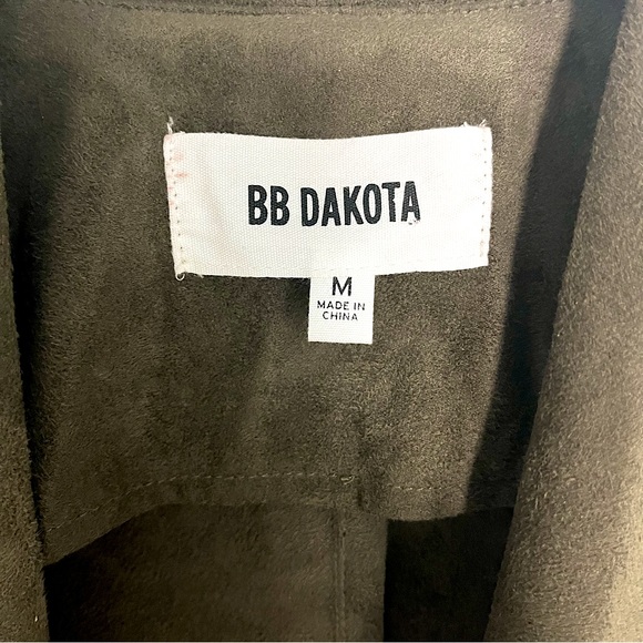 BB Dakota Jacket Faux Suede Nanette Cascade Drape Front Women’s M Grey Green - Picture 4 of 4